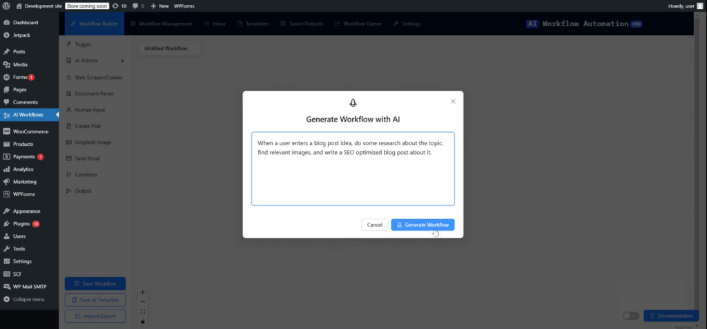 AI for wordpress-step-workflow generator