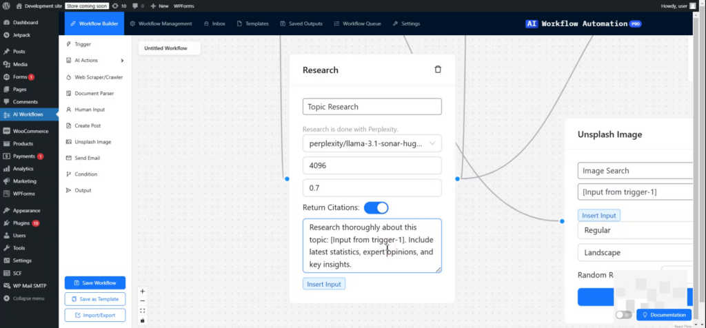 AI for wordpress-step5 - workflow generator