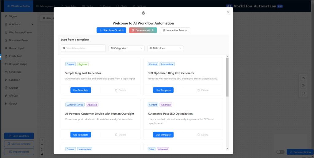 AI Workflow Automation templates