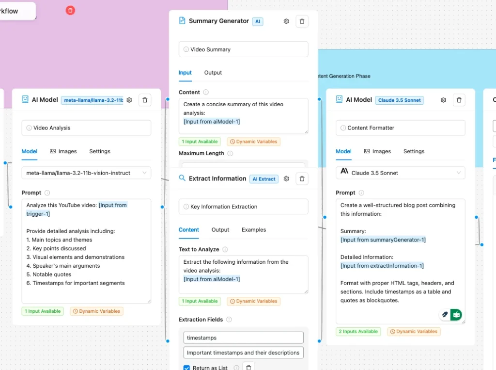 Building YouTube Video Analyzer Workflow