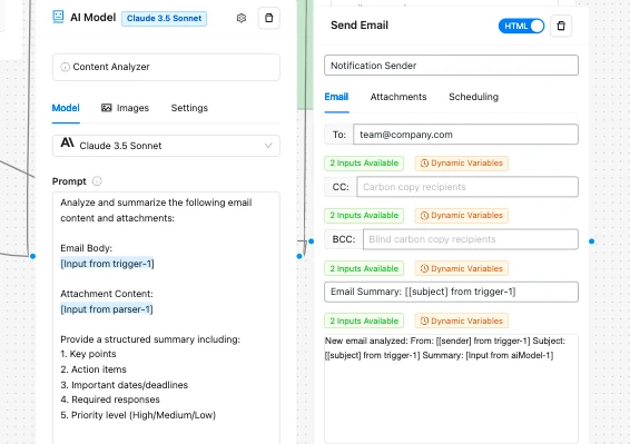 AI Email Analyzer Workflow: ai models