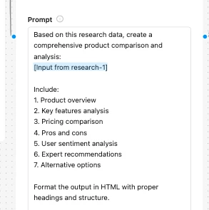 Product Research with GPT-4o & Sonar Pro - AI model prompt