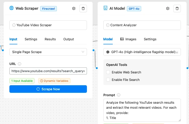 YouTube Search Workflow ai models